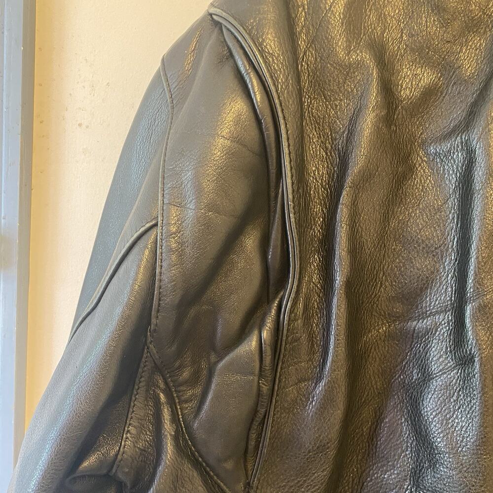 ANDREW MARC NEW YORK Women XXL Black Leather Biker Western Jacket Zip Up Pockets - Picture 13 of 16